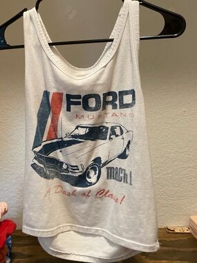 Ford White Tank Top with Red and Blue Graphic